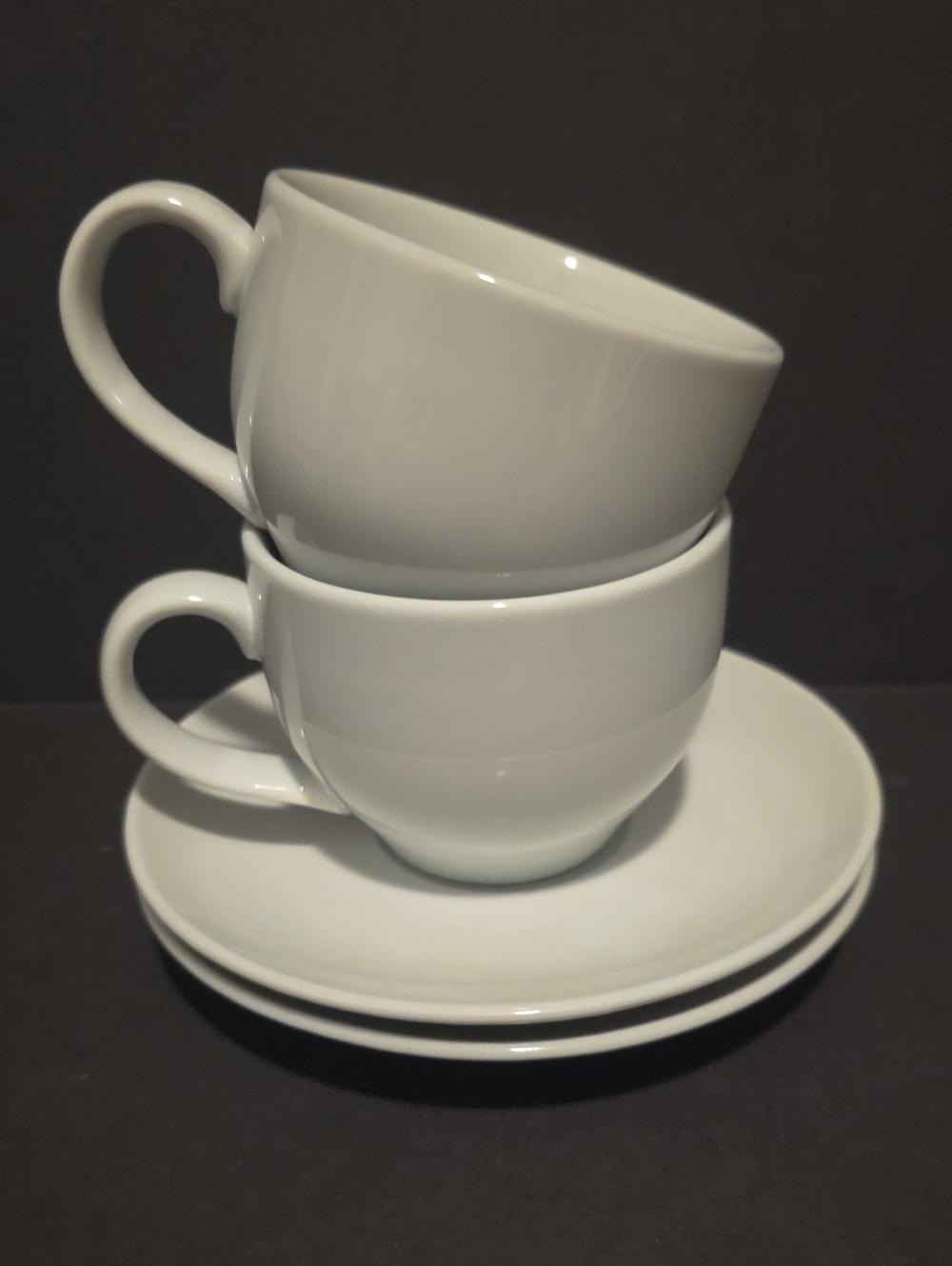 2 Sets Pottery Bsrn Great Whiye Cups And Saucers